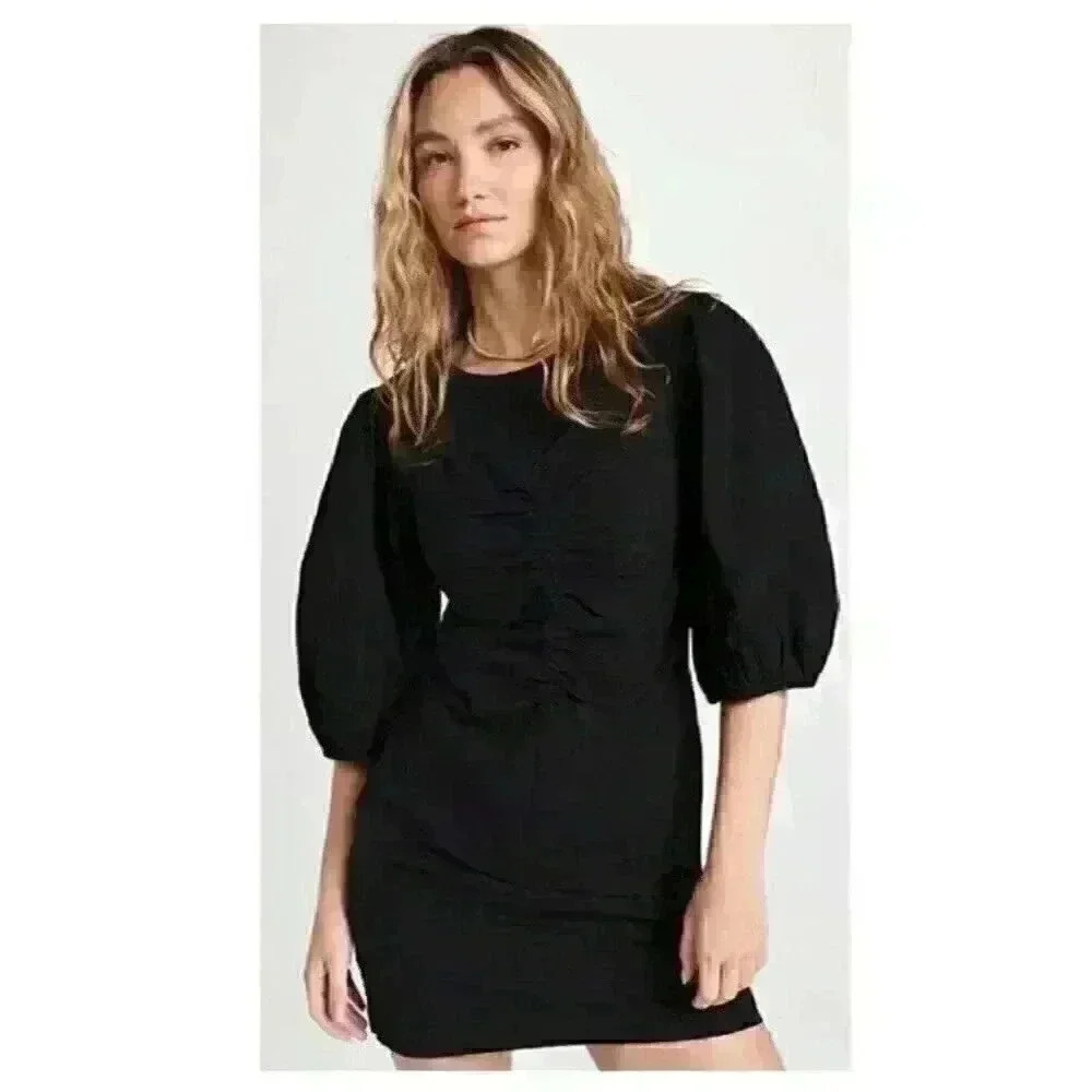 FREE PEOPLE Hope Dress, Black, Size Small, Mini w/puff Sleeves, Classic LBD - Picture 2 of 14